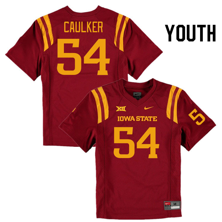 Youth #54 David Caulker Iowa State Cyclones College Football Jerseys Stitched Sale-Cardinal